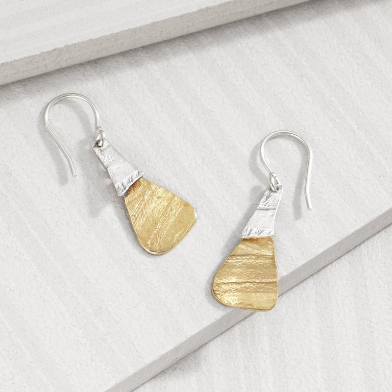 Silpada 'Combination' Drop Earrings in Textured Brass and Sterling Silver - Image 5